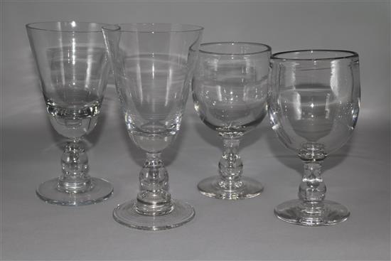 A set of 12 French absinthe glasses and a set of 10 glass goblets